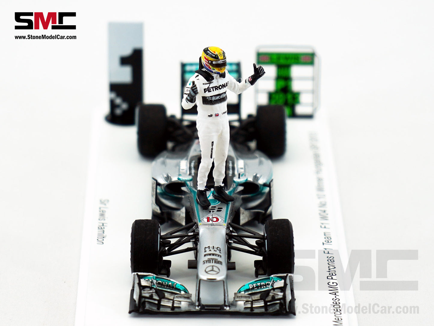 2013 F1 W04 #10 Lewis Hamilton Hungary GP 1st Win with Mercedes 1:43 Spark Special Figure Edition