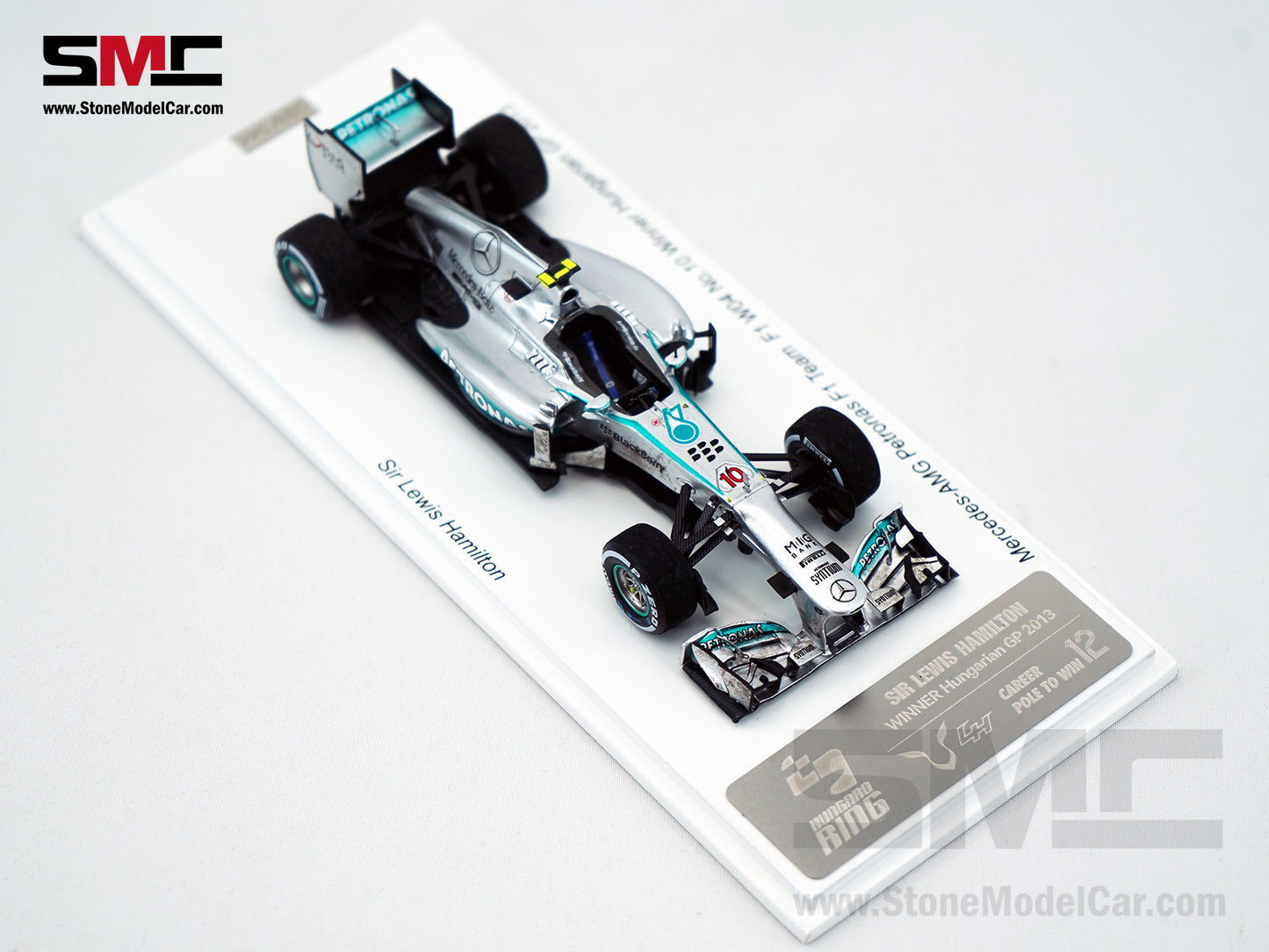 2013 F1 W04 #10 Lewis Hamilton Hungary GP 1st Win with Mercedes 1:43 Spark Special Figure Edition