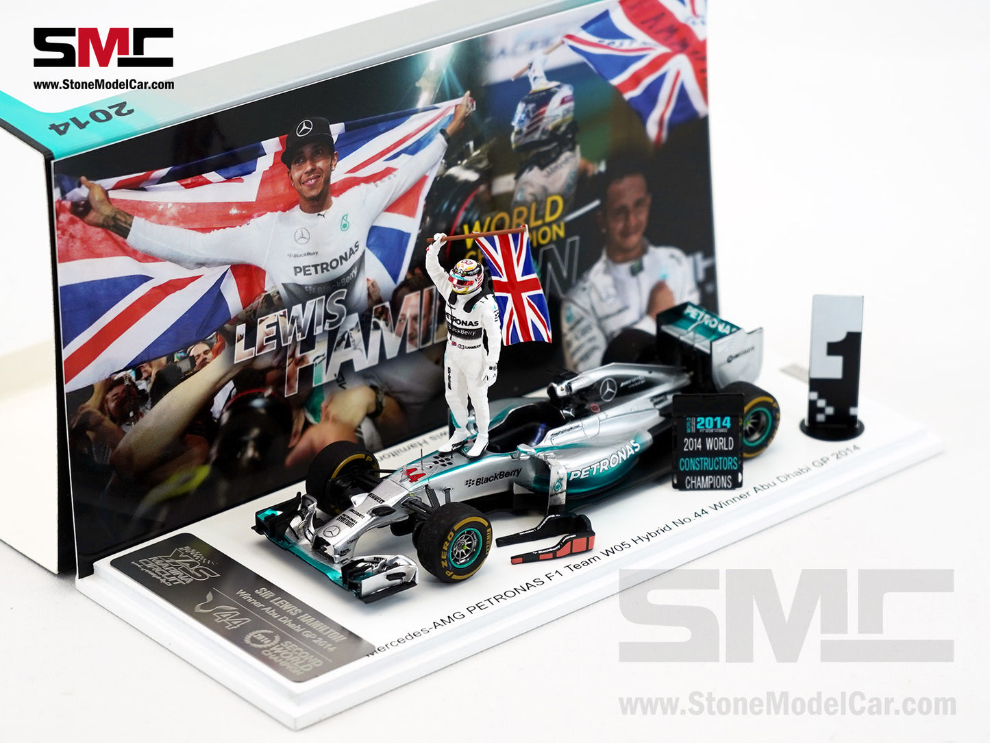 Mercedes F1 W05 #44 Lewis Hamilton Abu Dhabi GP 2014 World Champion 1:43 Spark Special Figure Edition