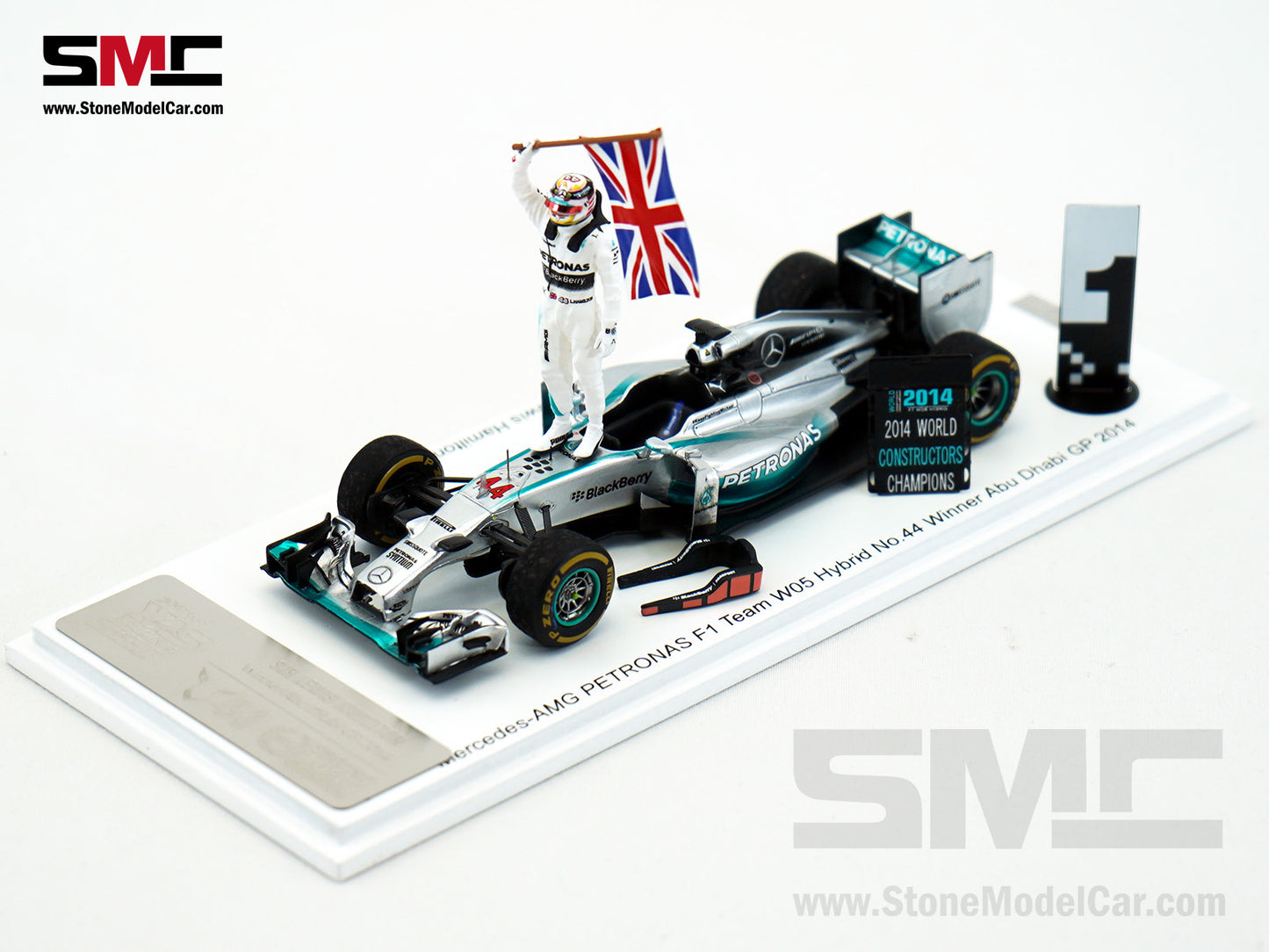 Mercedes F1 W05 #44 Lewis Hamilton Abu Dhabi GP 2014 World Champion 1:43 Spark Special Figure Edition