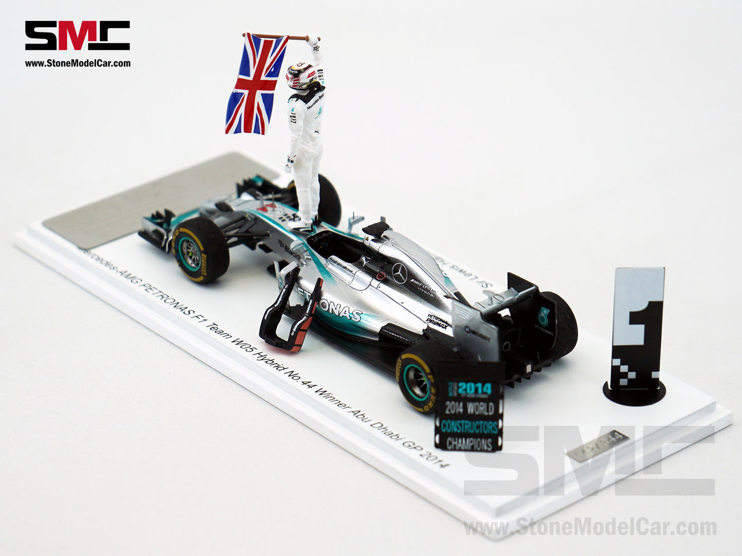 Mercedes F1 W05 #44 Lewis Hamilton Abu Dhabi GP 2014 World Champion 1:43 Spark Special Figure Edition