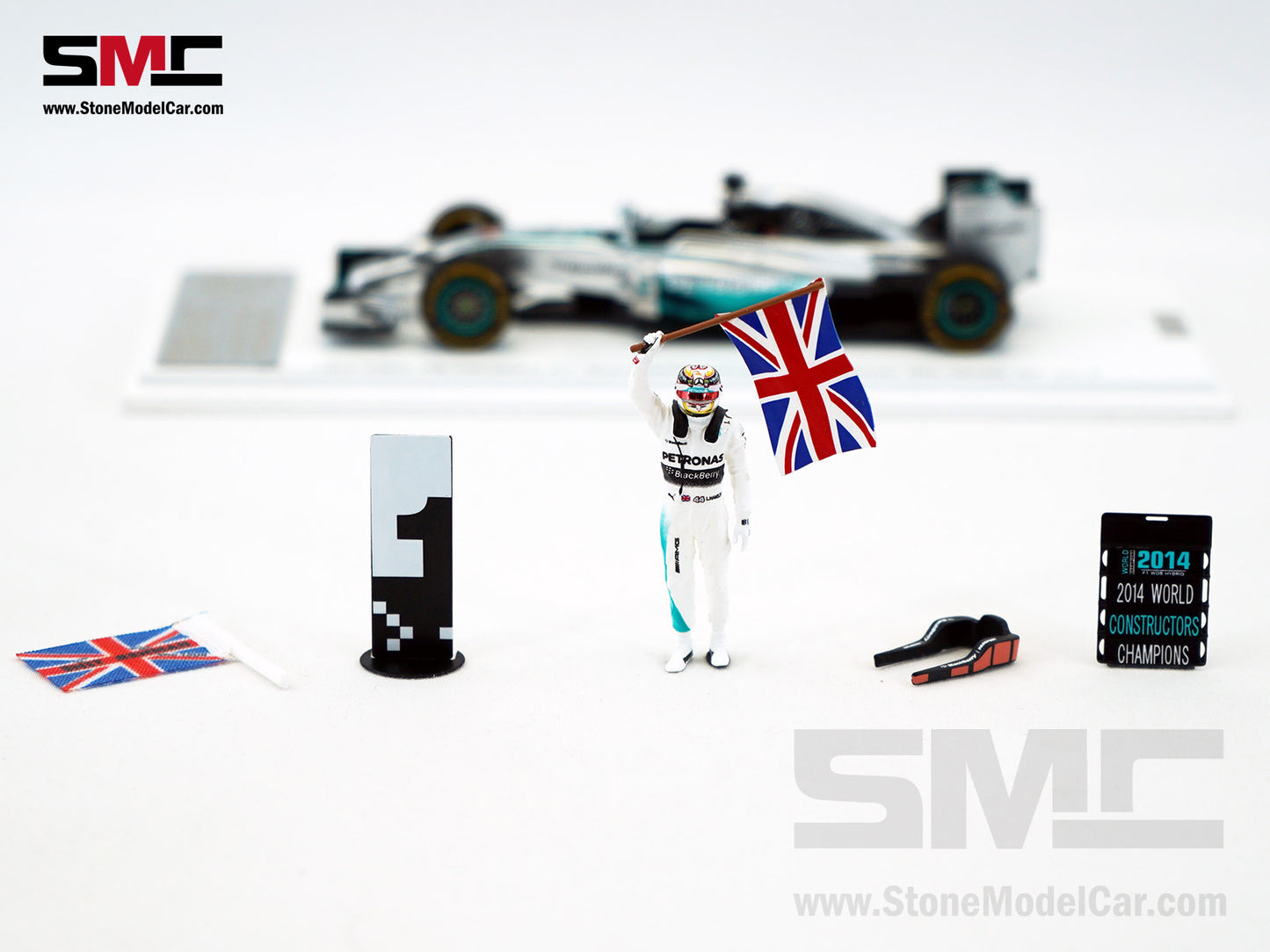 Mercedes F1 W05 #44 Lewis Hamilton Abu Dhabi GP 2014 World Champion 1:43 Spark Special Figure Edition