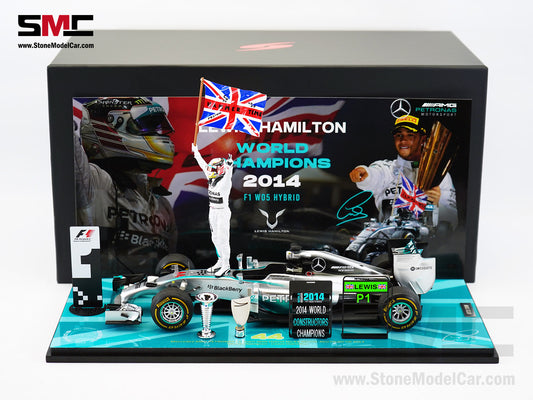 Mercedes F1 W05 #44 Lewis Hamilton Abu Dhabi GP 2014 2x World Champion 1:18 Spark with Figure