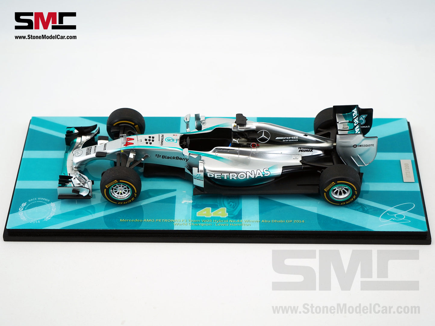 Mercedes F1 W05 #44 Lewis Hamilton Abu Dhabi GP 2014 2x World Champion 1:18 Spark with Figure