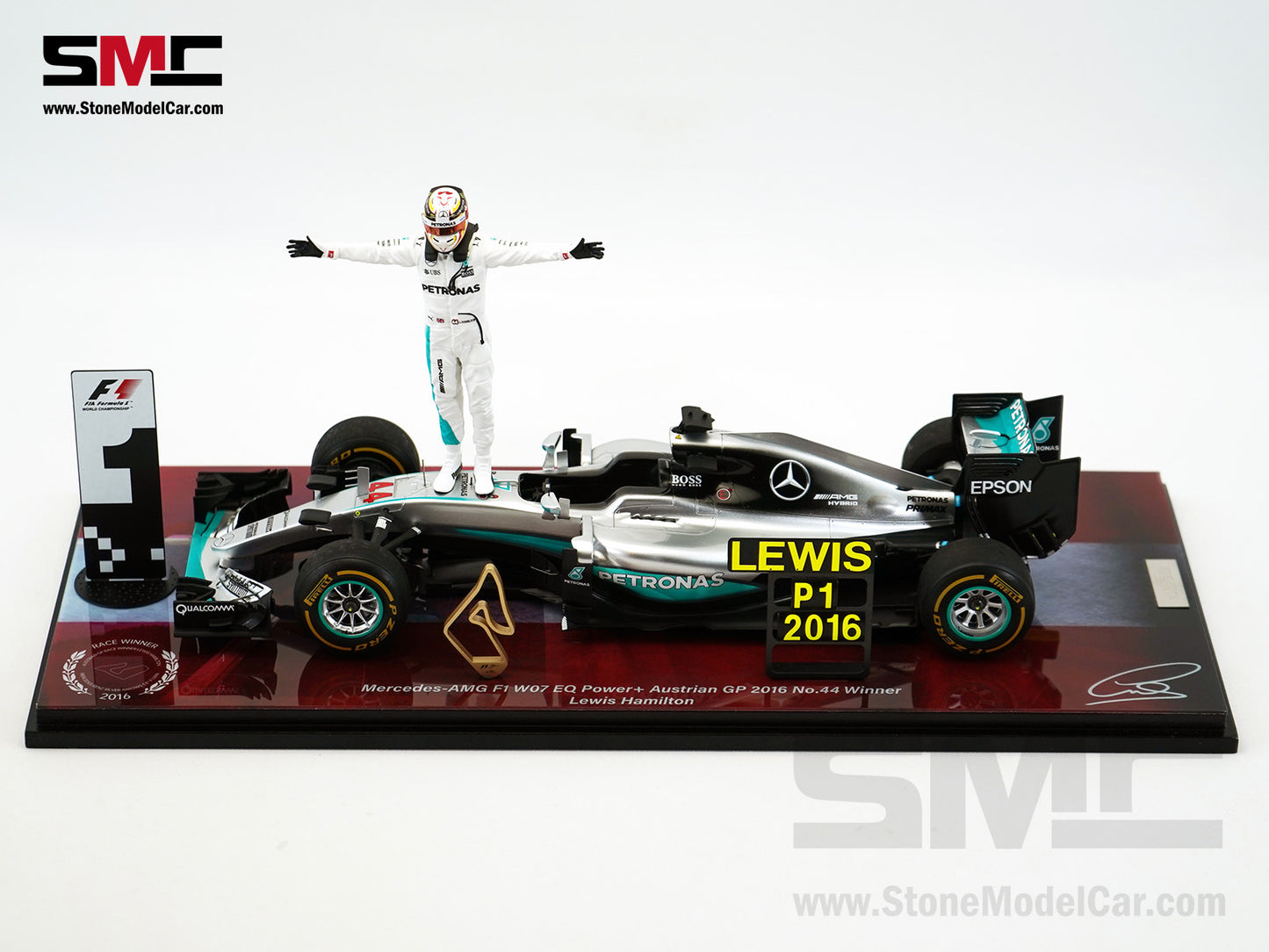 Mercedes F1 W07 #44 Lewis Hamilton Austrian GP 2016 Winner 7x World Champion 1:18 Spark Figure Edition