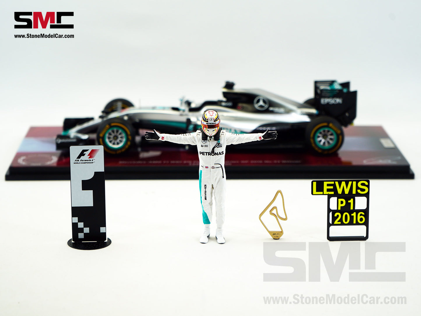 Mercedes F1 W07 #44 Lewis Hamilton Austrian GP 2016 Winner 7x World Champion 1:18 Spark Figure Edition