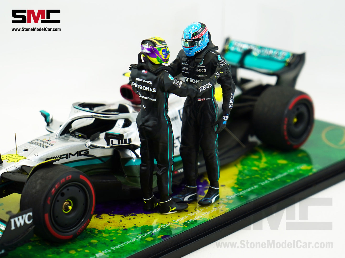 Mercedes F1 W13 #44 7x World Champion Lewis Hamilton Brazil GP 2022 Spark 1:18 Special Figure Edition