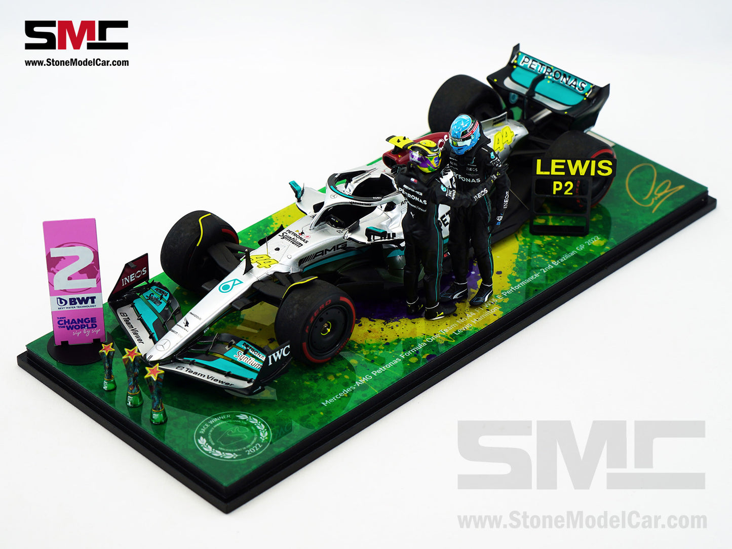 Mercedes F1 W13 #44 7x World Champion Lewis Hamilton Brazil GP 2022 Spark 1:18 Special Figure Edition