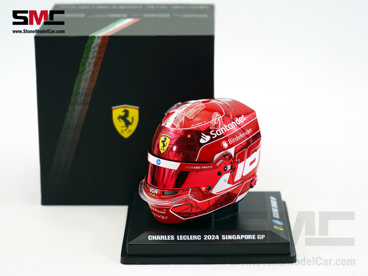 Ferrari F1 SF-24 #16 Charles Leclerc Singapore GP 2024 Looksmart 1:5 Helmet
