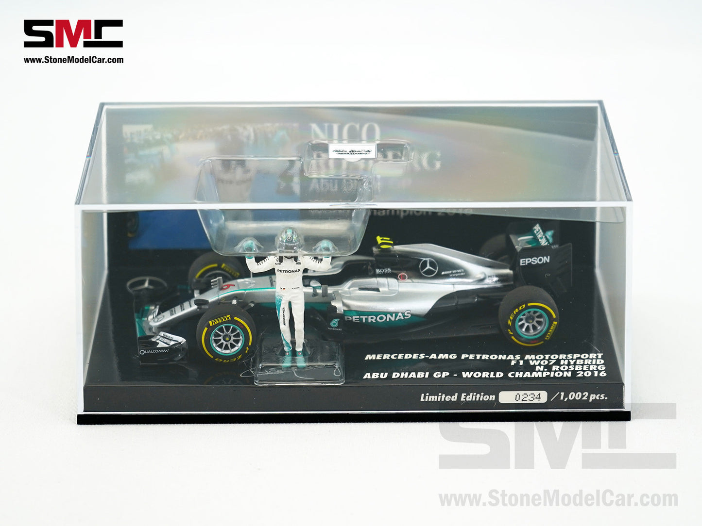 Mercedes F1 W07 #6 Nico Rosberg Abu Dhabi GP 2016 World Champion MINICHAMPS 1:43 Figure Edition