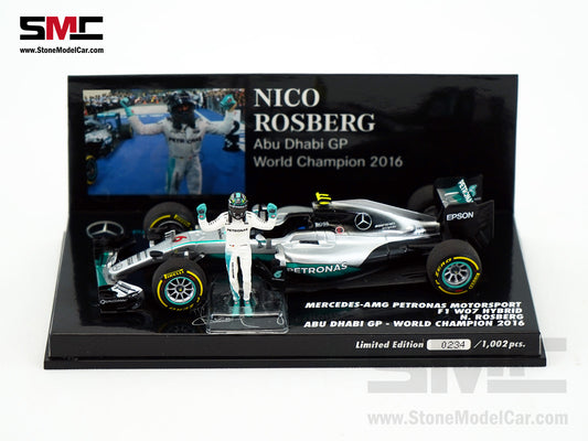 Mercedes F1 W07 #6 Nico Rosberg Abu Dhabi GP 2016 World Champion MINICHAMPS 1:43 Figure Edition