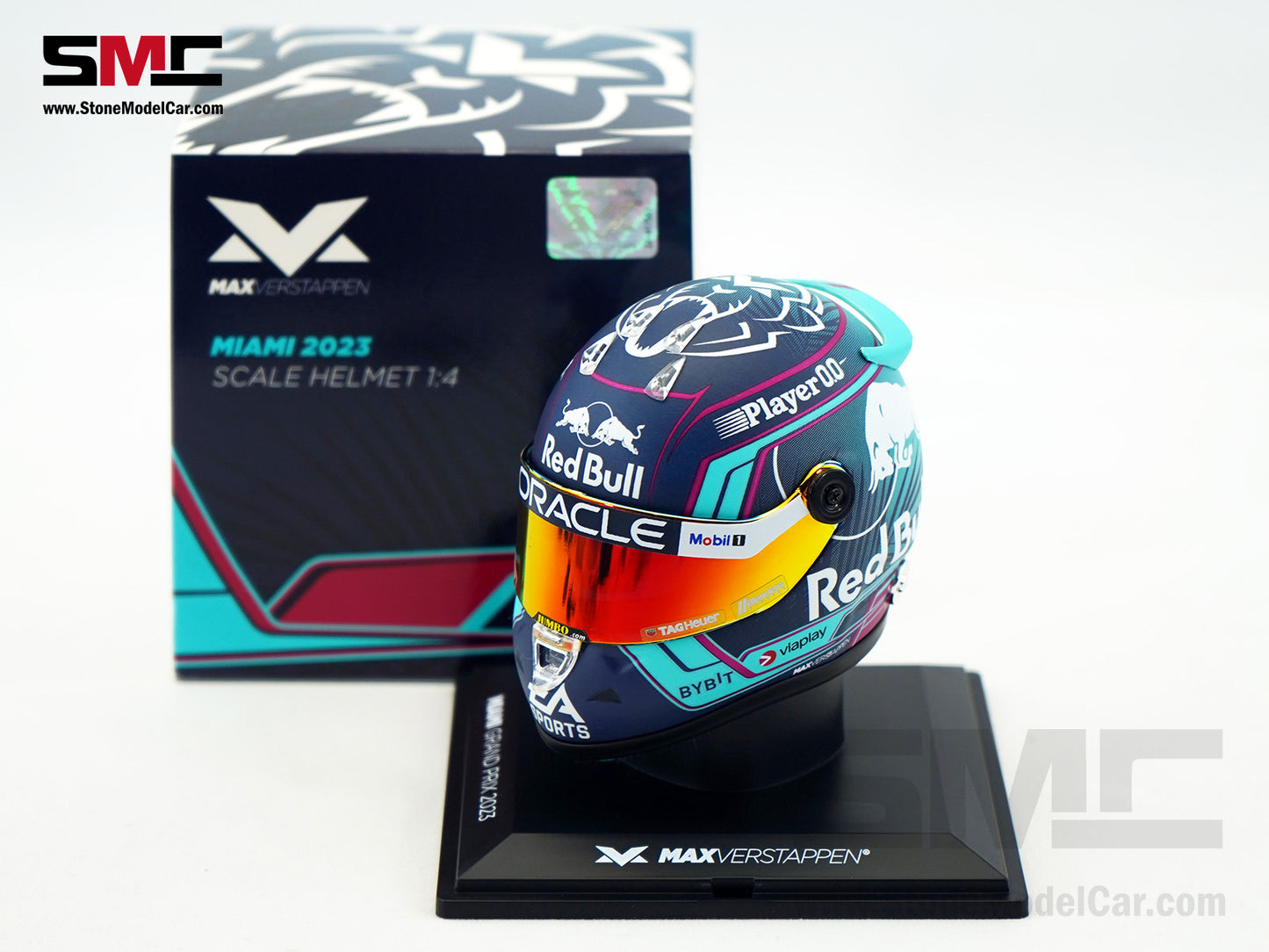 Red Bull F1 RB19 #1 Max Verstappen US Miami GP 2023 Schuberth 1:4 Miniature Helmet