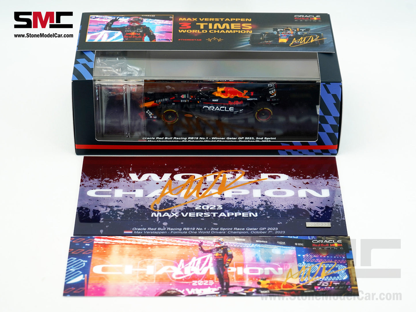 Red Bull F1 RB19 #1 Max Verstappen Winner Qatar GP 2023 World Champion Spark 1:43 Figure Special