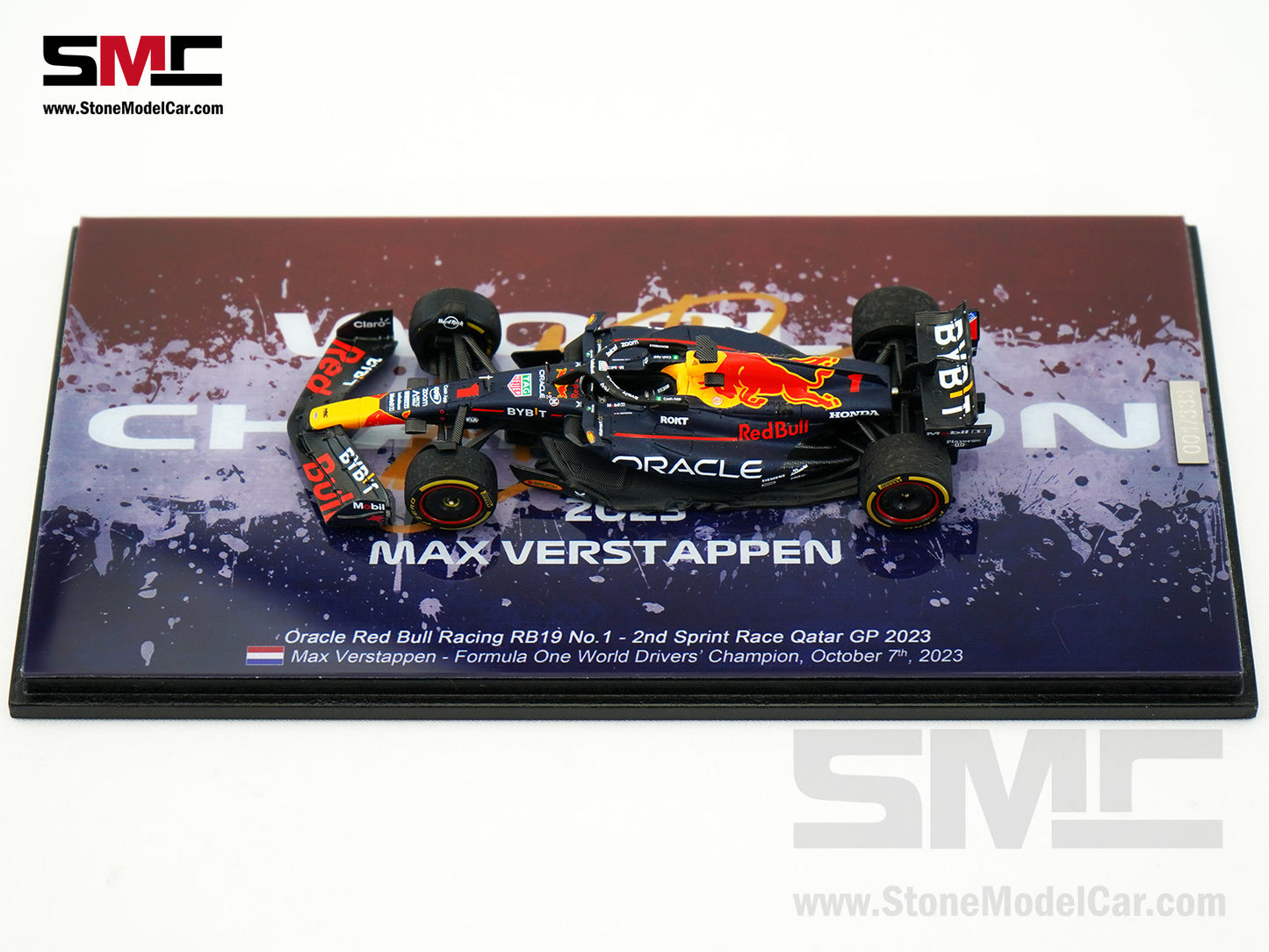 Red Bull F1 RB19 #1 Max Verstappen Winner Qatar GP 2023 World Champion Spark 1:43 Figure Special