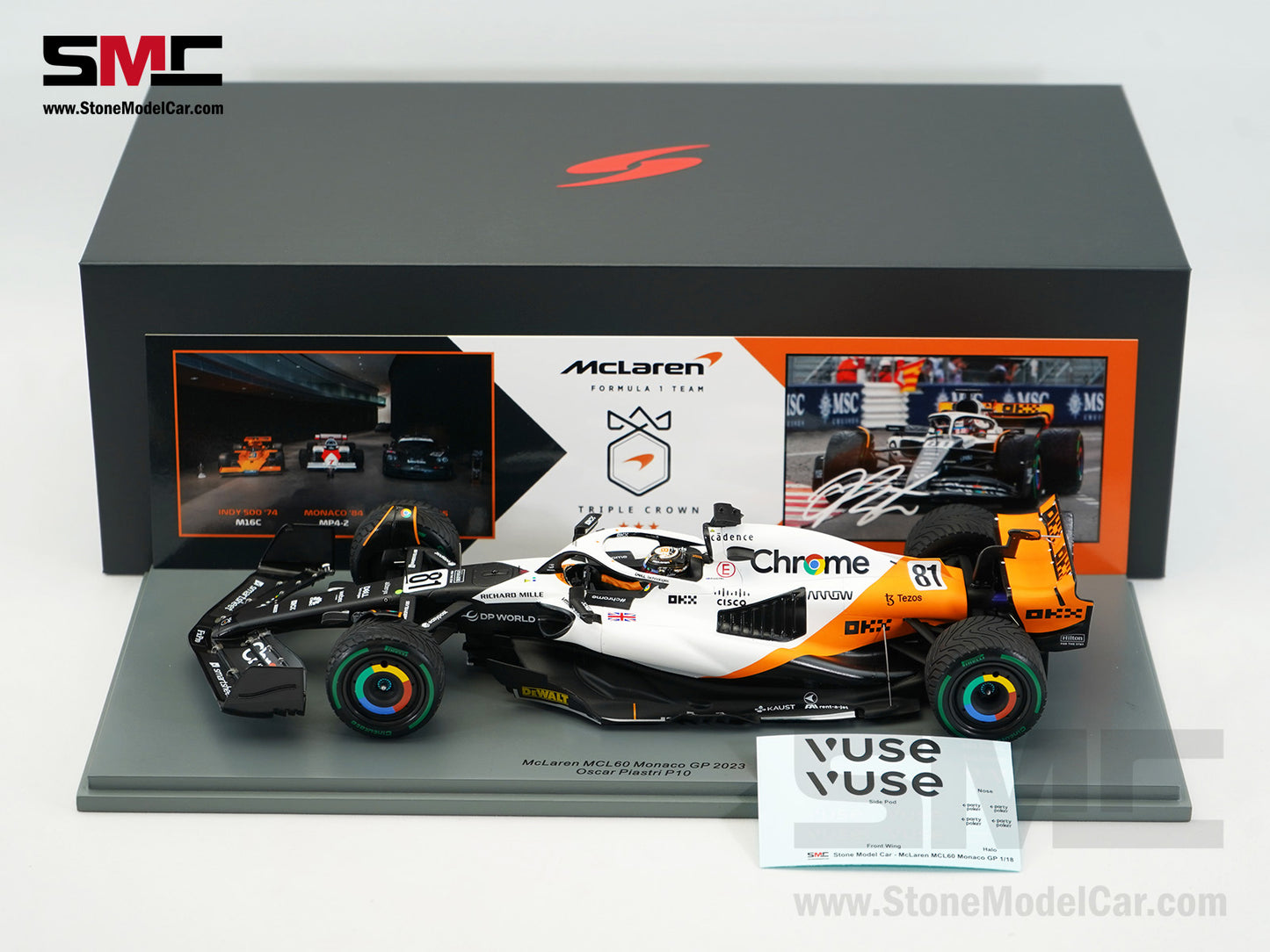 McLaren F1 MCL60 #81 Oscar Piastri 10th Monaco GP 2023 Special Livery Spark 1:18 18S899