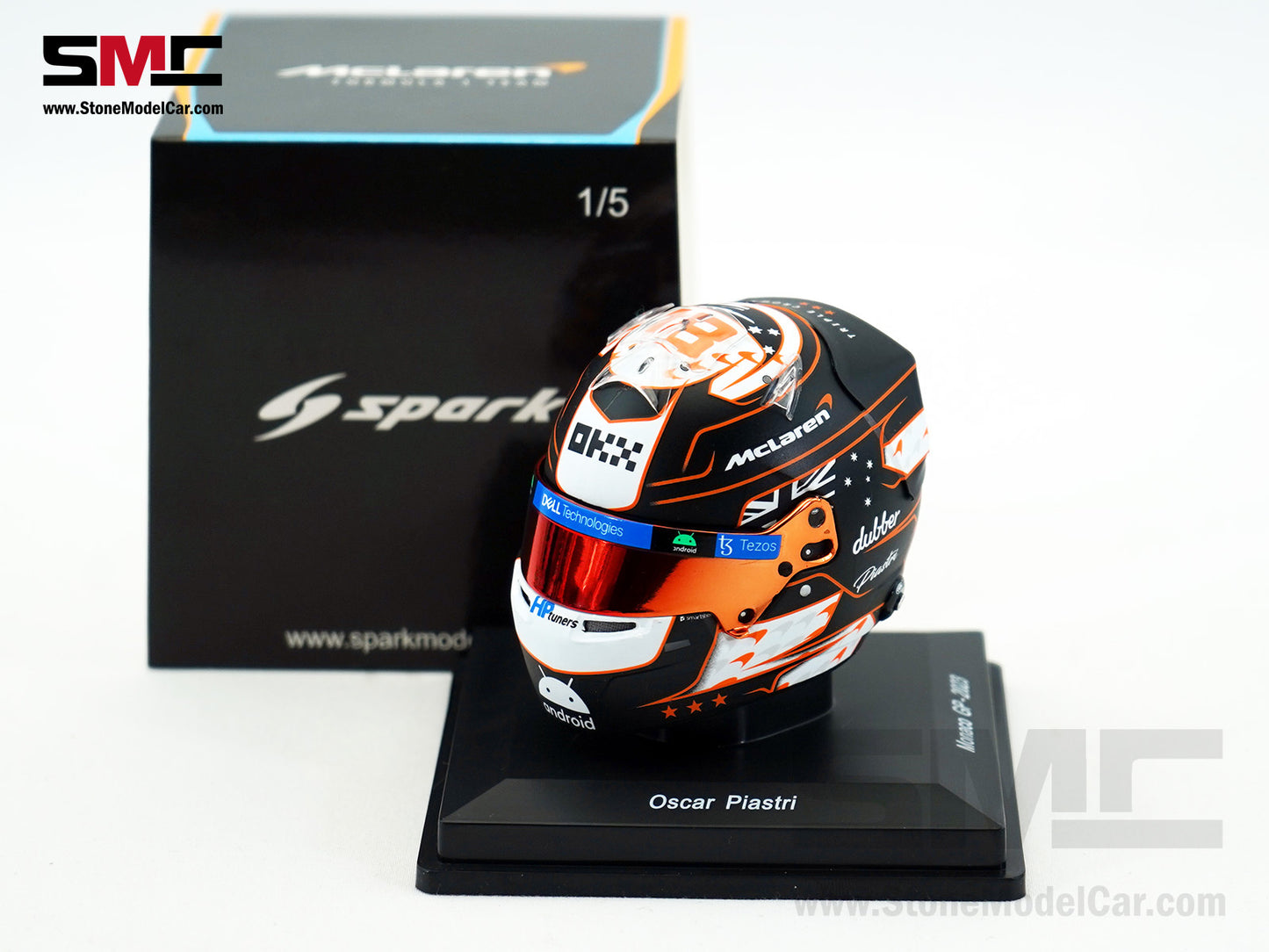 McLaren F1 MCL60 #81 Oscar Piastri Monaco GP 2023 Triple Crown Livery Spark 1:5 Miniature Helmet