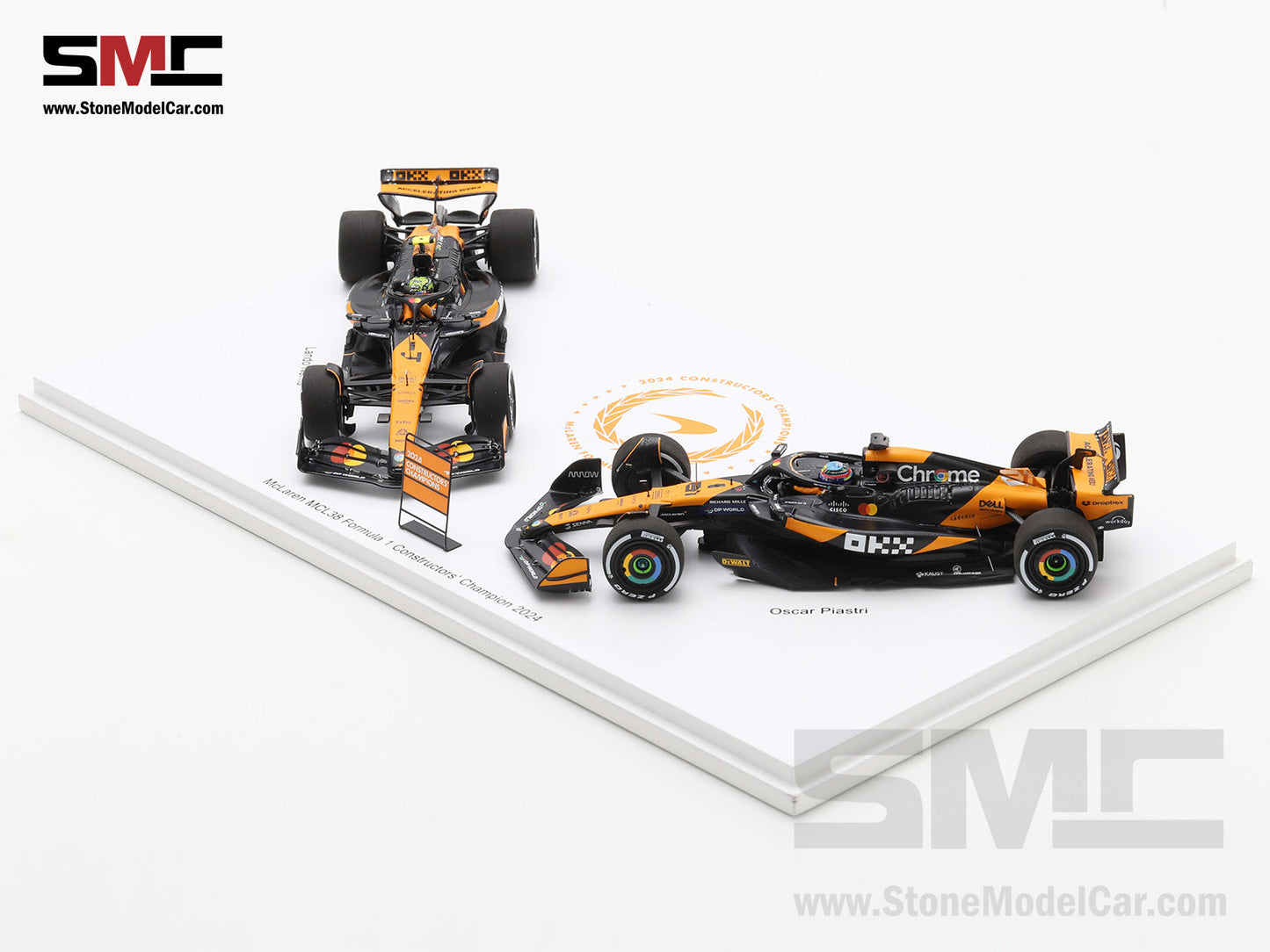 [Pre-Order] McLaren F1 MCL38 #4 L. Norris & #81 O. Piastri Abu Dhabi GP 2024 World Constructors' Champions 1:43 Spark