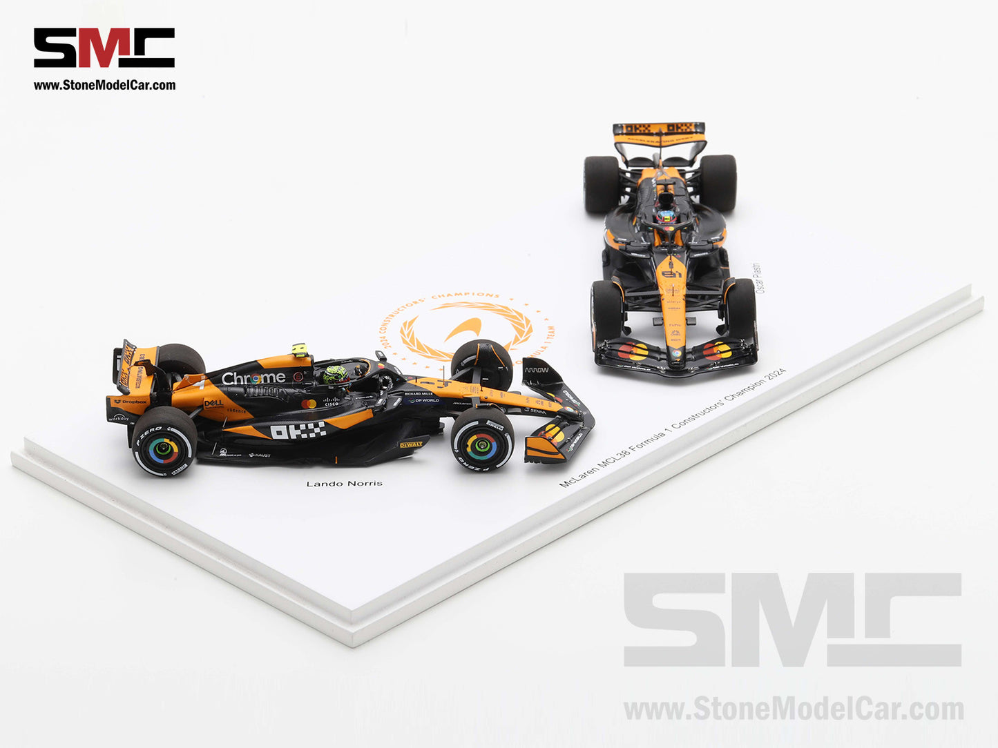 [Pre-Order] McLaren F1 MCL38 #4 L. Norris & #81 O. Piastri Abu Dhabi GP 2024 World Constructors' Champions 1:43 Spark