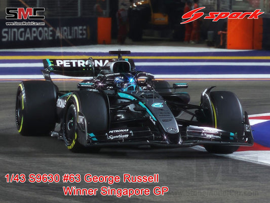 [Pre-Order] Mercedes F1 W16 #63 George Russell Singapore GP Winner 2025 Spark 1:43 S9630