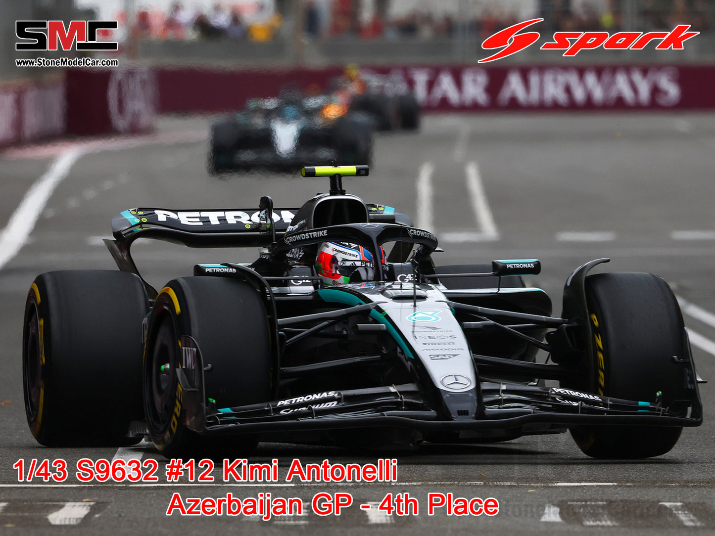 [Pre-Order] Mercedes F1 W16 #12 Kimi Antonelli Azerbaijan GP 2025 4th Place Spark 1:43 S9632