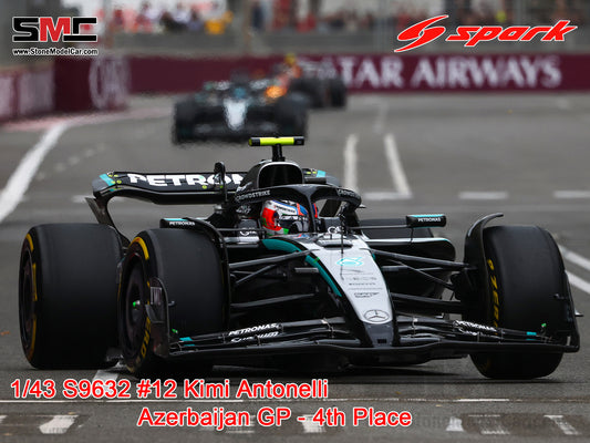 [Pre-Order] Mercedes F1 W16 #12 Kimi Antonelli Azerbaijan GP 2025 4th Place Spark 1:43 S9632