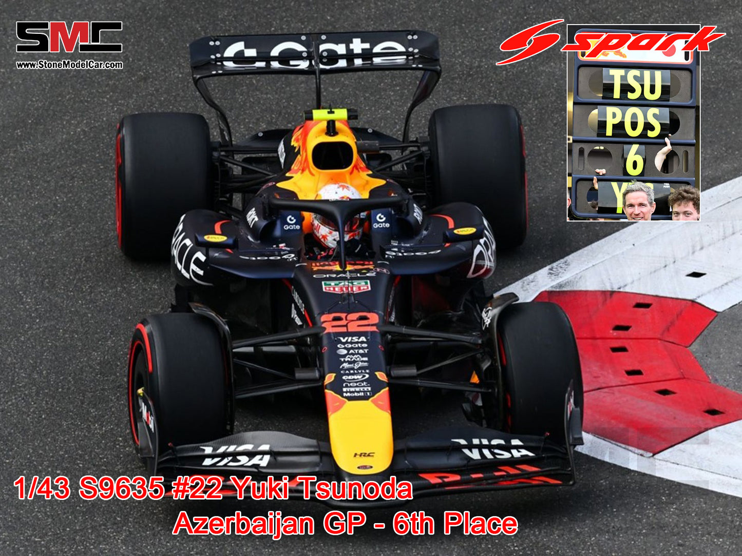 [Pre-Order] Red Bull F1 RB21 #22 Yuki Tsunoda Azerbaijan GP 2025 6th Place Spark 1:43 S9635
