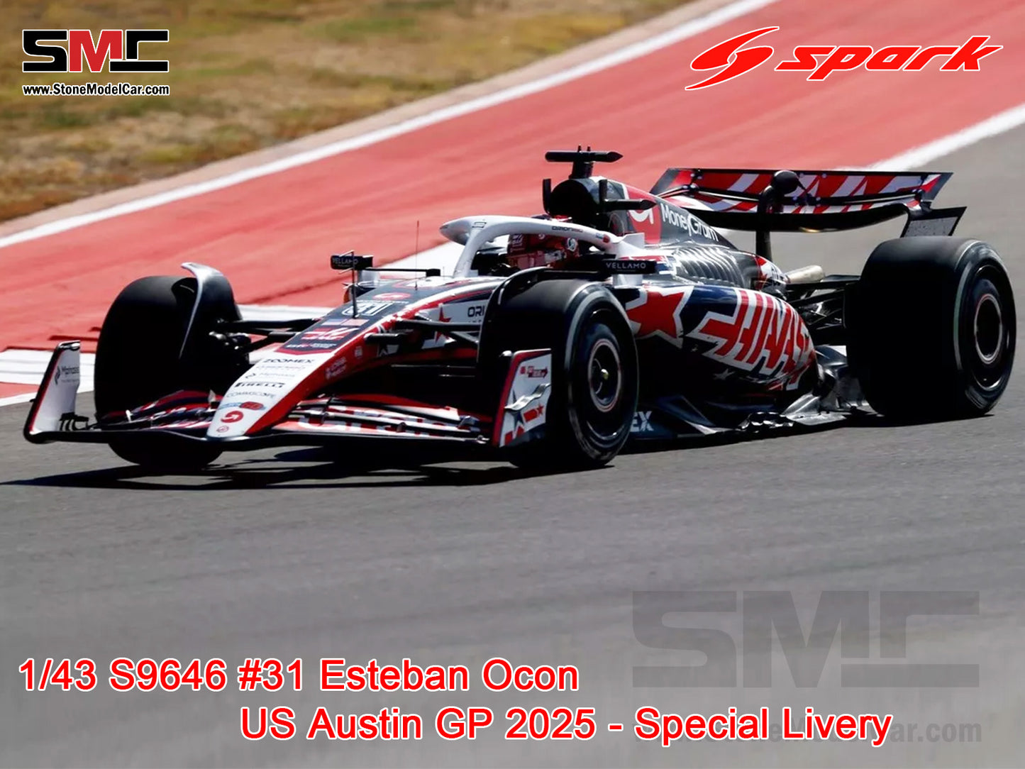 [Pre-Order] Haas F1 Team VF-25 #31 Esteban Ocon US Austin GP 2025 Special Livery 1:43 Spark S9646