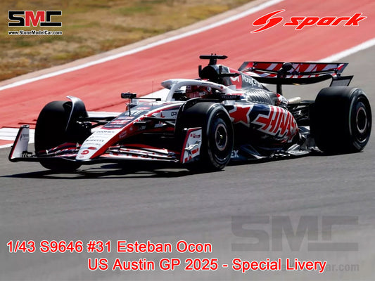 [Pre-Order] Haas F1 Team VF-25 #31 Esteban Ocon US Austin GP 2025 Special Livery 1:43 Spark S9646