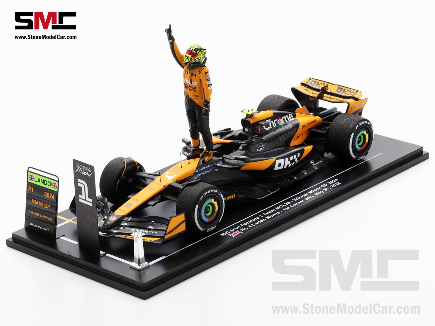 [Pre-Order] McLaren F1 MCL38 #4 Lando Norris Miami GP 2024 1st Career Win 1:18 Spark Figure Special Edition