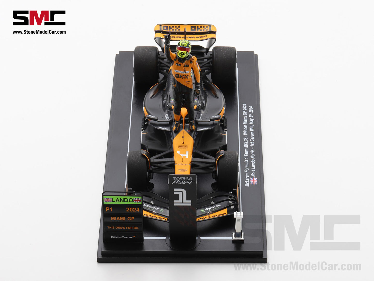 [Pre-Order] McLaren F1 MCL38 #4 Lando Norris Miami GP 2024 1st Career Win 1:18 Spark Figure Special Edition