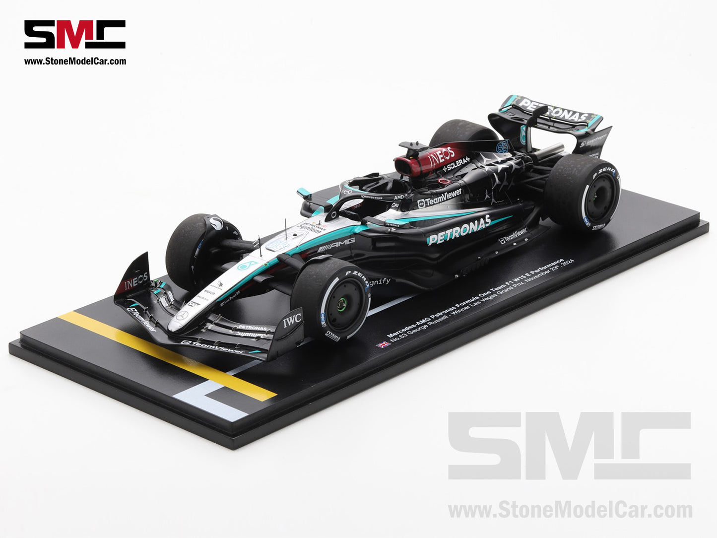 [Pre-Order] Mercedes F1 W15 E Performance #63 George Russell Las Vegas GP Winner 2024 Spark 1:18 Special Edition