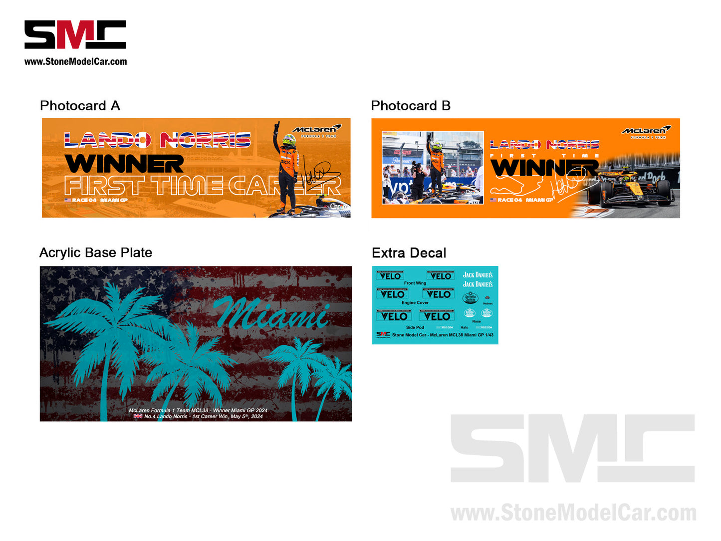 [Pre-Order] McLaren F1 MCL38 #4 Lando Norris Miami GP 2024 1st Career Win 1:43 Spark Figure Special Edition