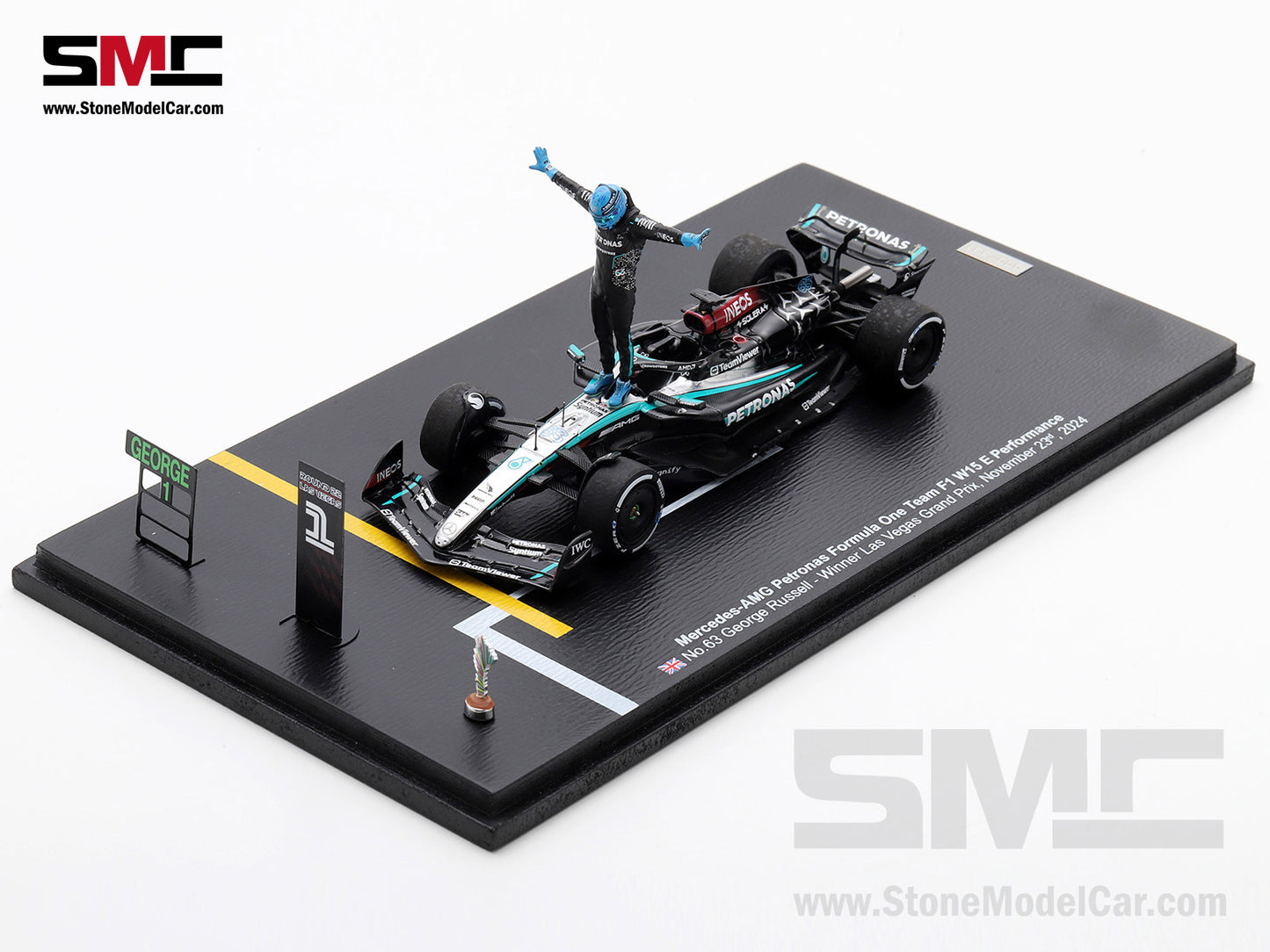 [Pre-Order] Mercedes F1 W15 E Performance #63 George Russell Las Vegas GP Winner 2024 Spark 1:43 Special Edition
