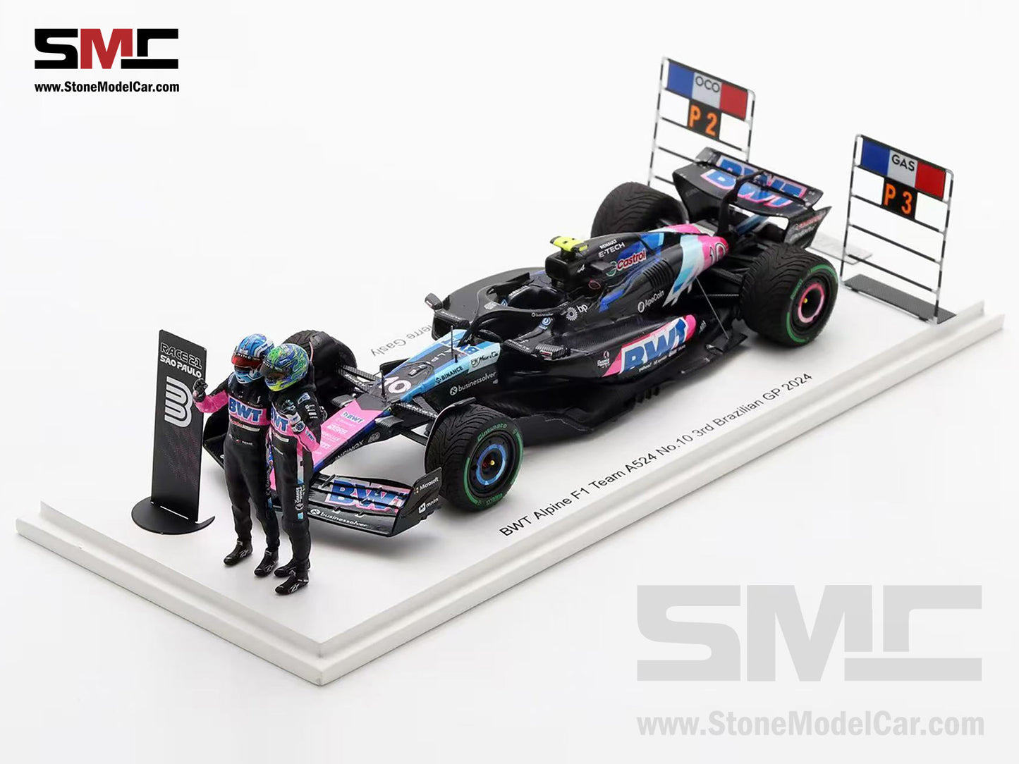 [Pre-Order] Alpine Renault F1 A524 #31 Esteban Ocon & #10 Pierre Gasly Brazil GP 2024 Spark 1:43 Special Figrine Edition