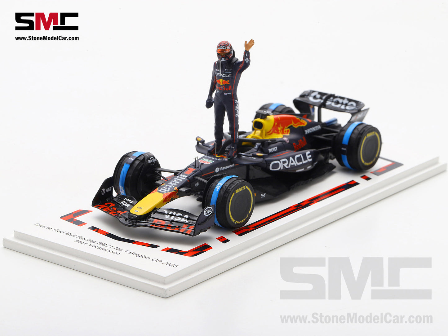 [Pre-Order] Red Bull F1 RB21 #1 Max Verstappen Belgium GP 2025 Special Orange Lion Helmet 1:43 Spark Special Figrine Edition