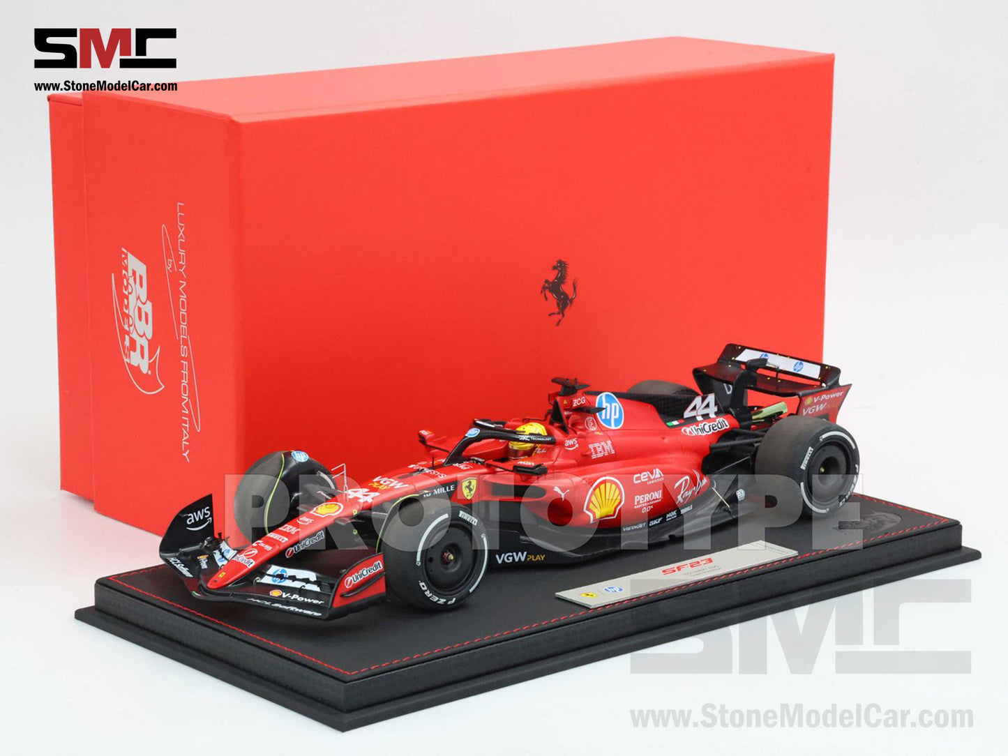 [Pre-Order] Ferrari F1 SF-23 #44 Lewis Hamilton Fiorano Test 2025 BBR 1:18 with Leather Base