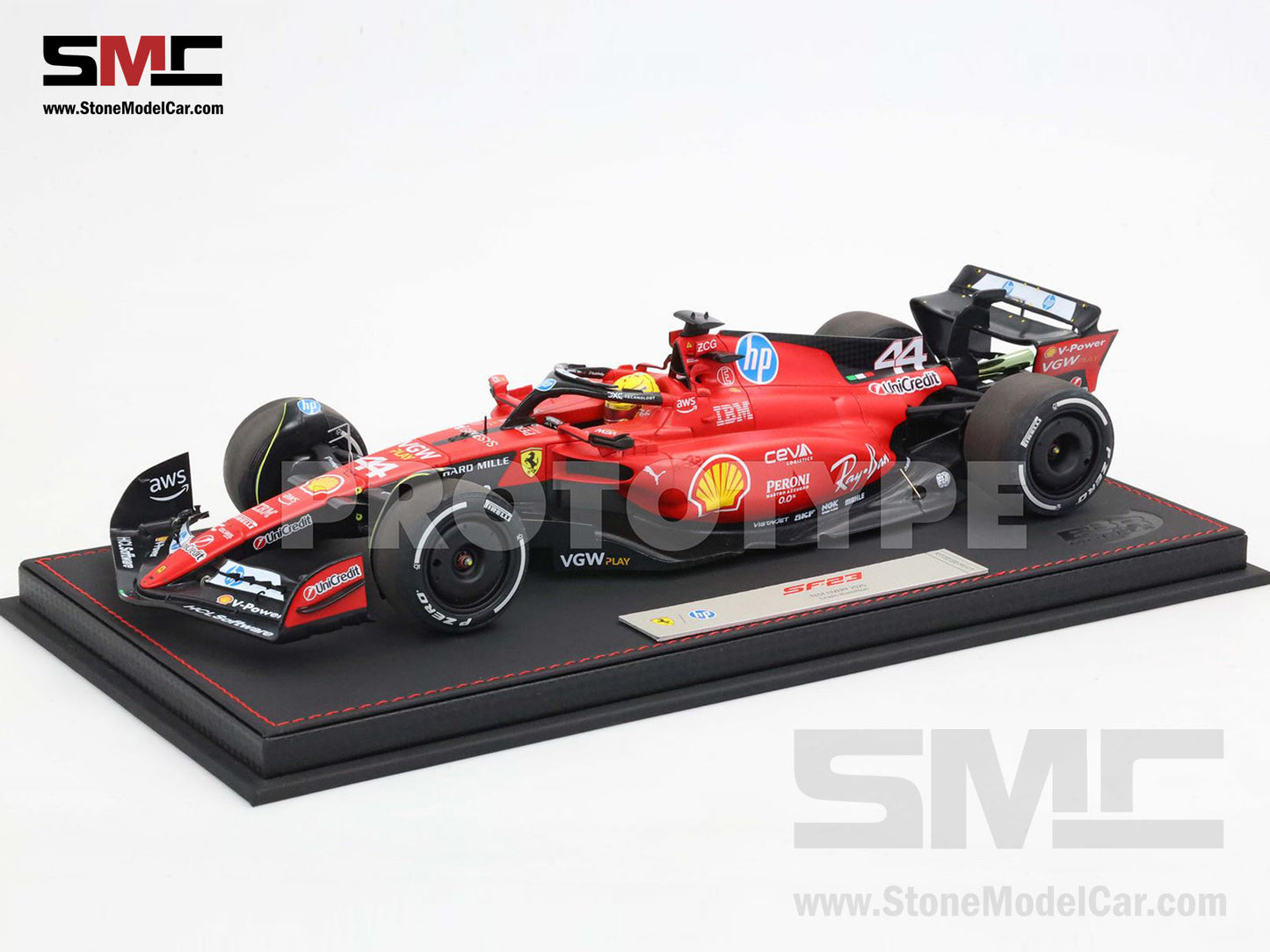 [Pre-Order] Ferrari F1 SF-23 #44 Lewis Hamilton Fiorano Test 2025 BBR 1:18 with Leather Base