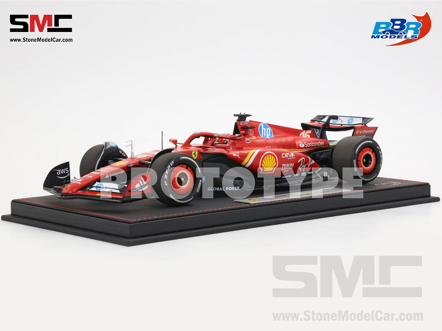 [Pre-Order] Ferrari F1 SF-24 #16 Charles Leclerc Winner US GP Austin 2024 BBR 1:18 with Leather Base