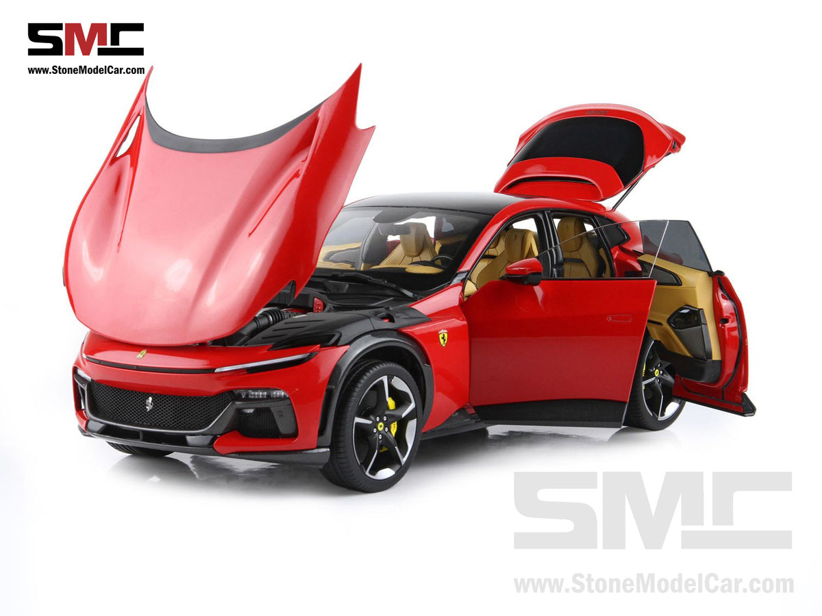BBR High End Ferrari 1:18 Purosangue Rosso Corsa Panoramic Roof Full Open, Don't Call It a SUV