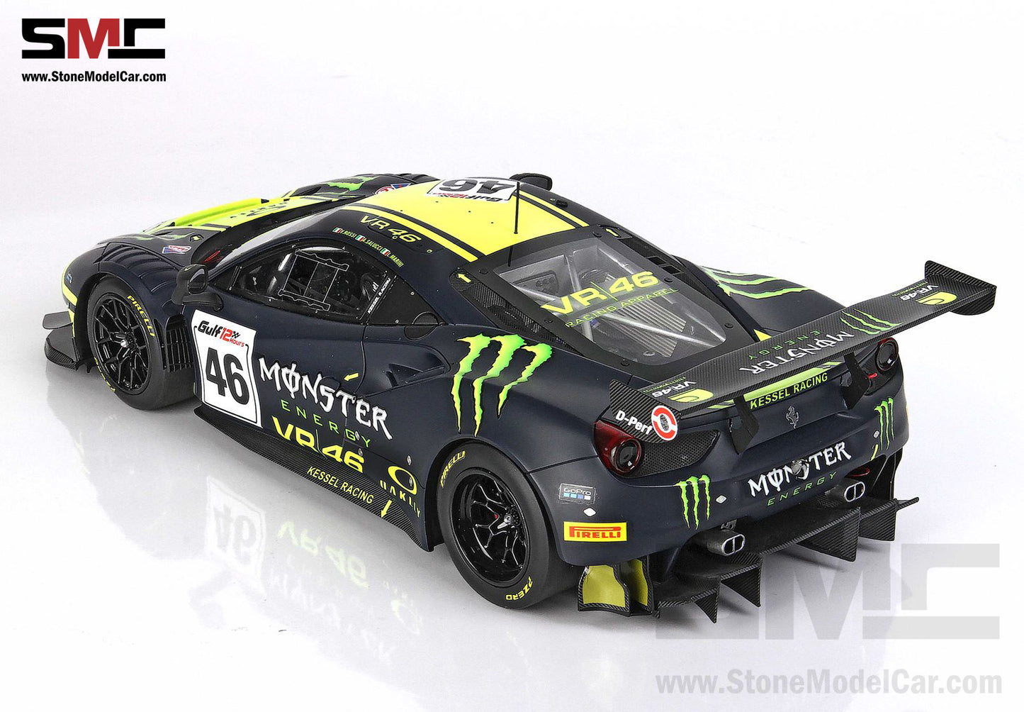 BBR 1:18 Ferrari 488 GT3 Team Kessel #46 Valentino Rossi 12H of Gulf 2021 LE 346