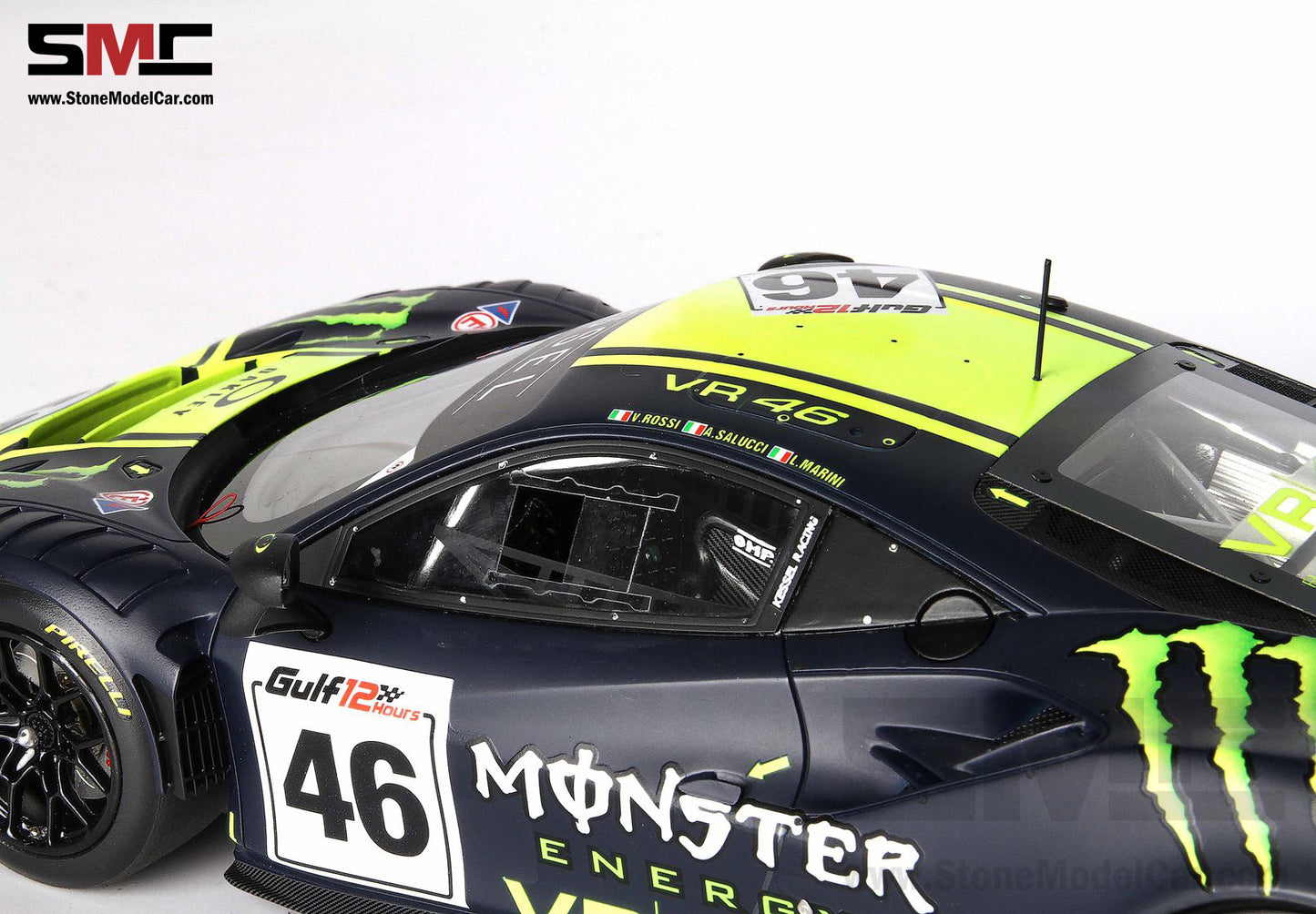BBR 1:18 Ferrari 488 GT3 Team Kessel #46 Valentino Rossi 12H of Gulf 2021 LE 346