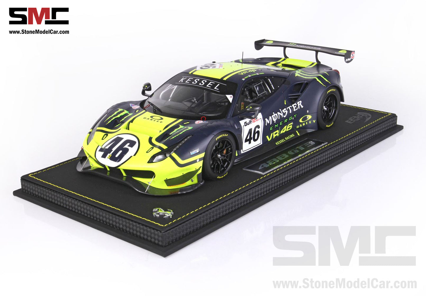 BBR 1:18 Ferrari 488 GT3 Team Kessel #46 Valentino Rossi 12H of Gulf 2021 LE 346