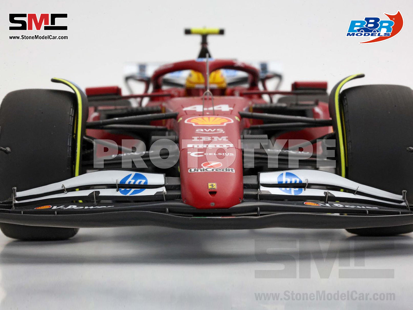 [Pre-Order] Ferrari F1 SF-25 #44 Lewis Hamilton Chinese GP Sprint Winner 2025 BBR 1:18 with Leather Base