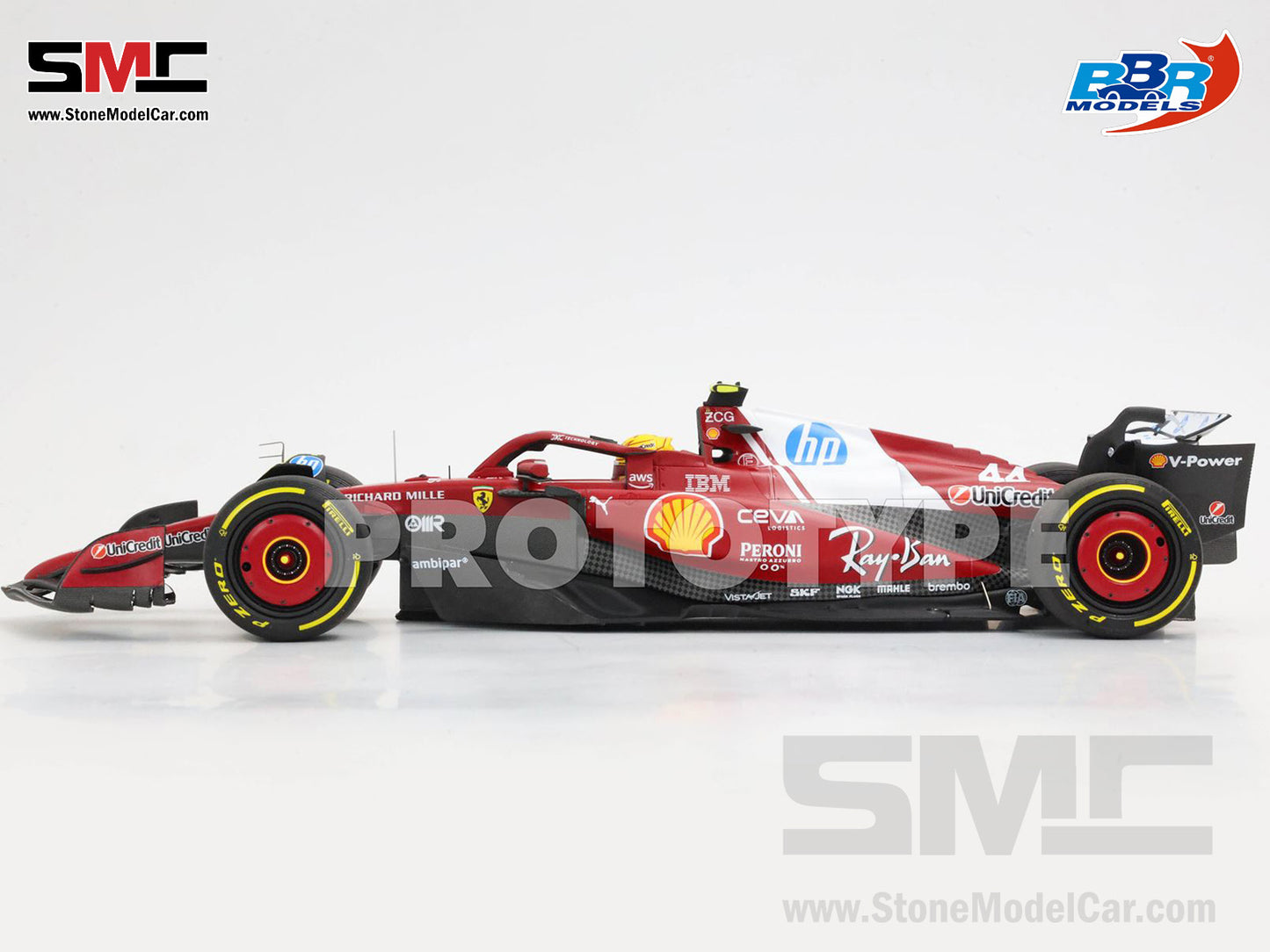 [Pre-Order] Ferrari F1 SF-25 #44 Lewis Hamilton Chinese GP Sprint Winner 2025 BBR 1:18 with Leather Base