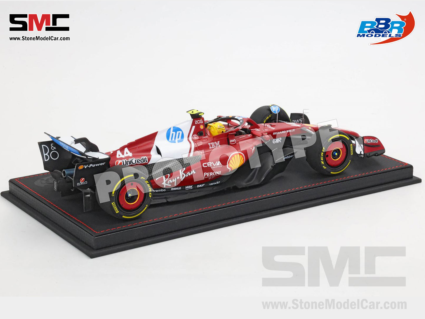 [Pre-Order] Ferrari F1 SF-25 #44 Lewis Hamilton Chinese GP Sprint Winner 2025 BBR 1:18 with Leather Base