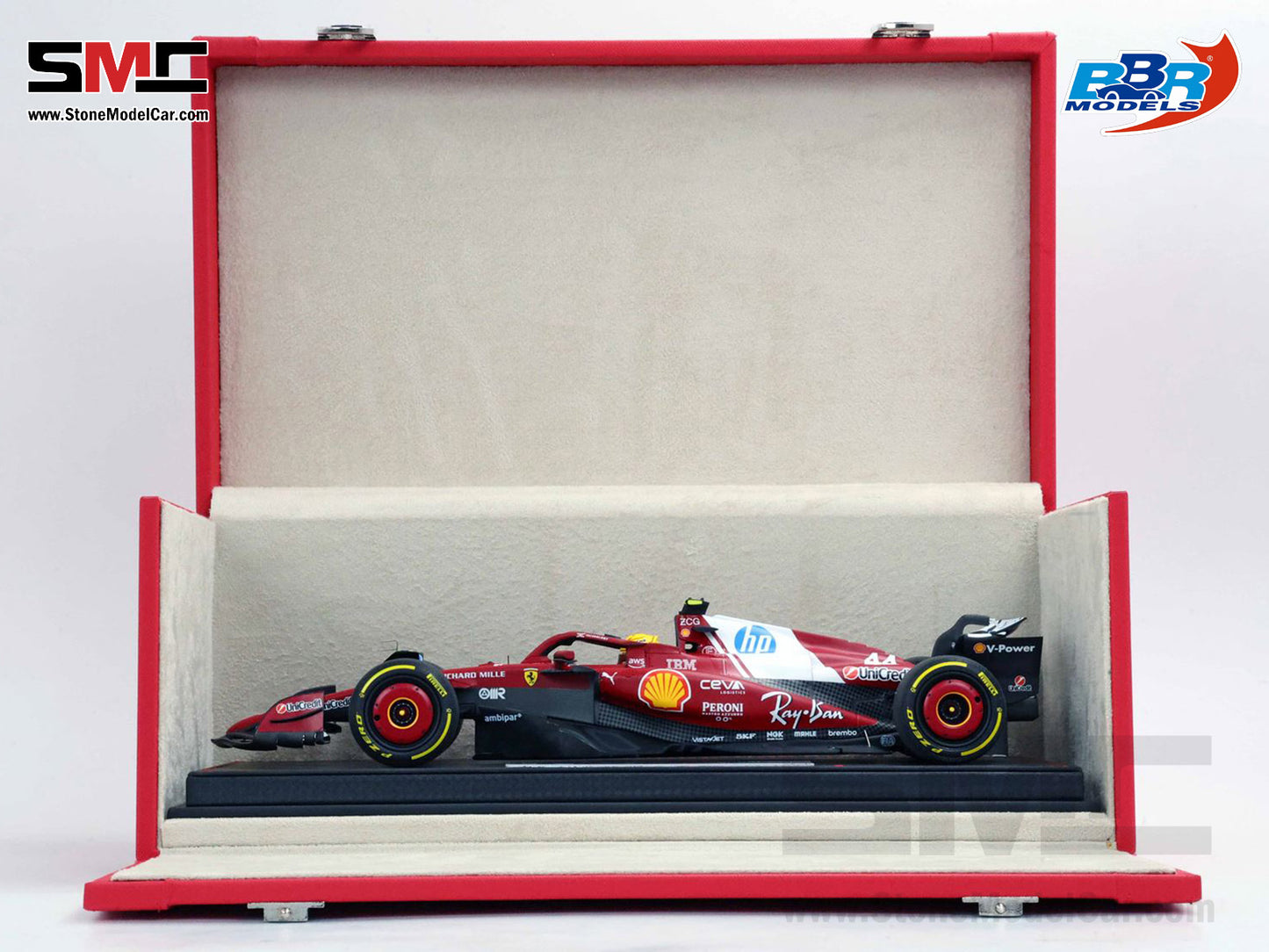 [Pre-Order] Ferrari F1 SF-25 #44 Lewis Hamilton Chinese GP Sprint Winner 2025 BBR 1:18 Red Leather Gift Box