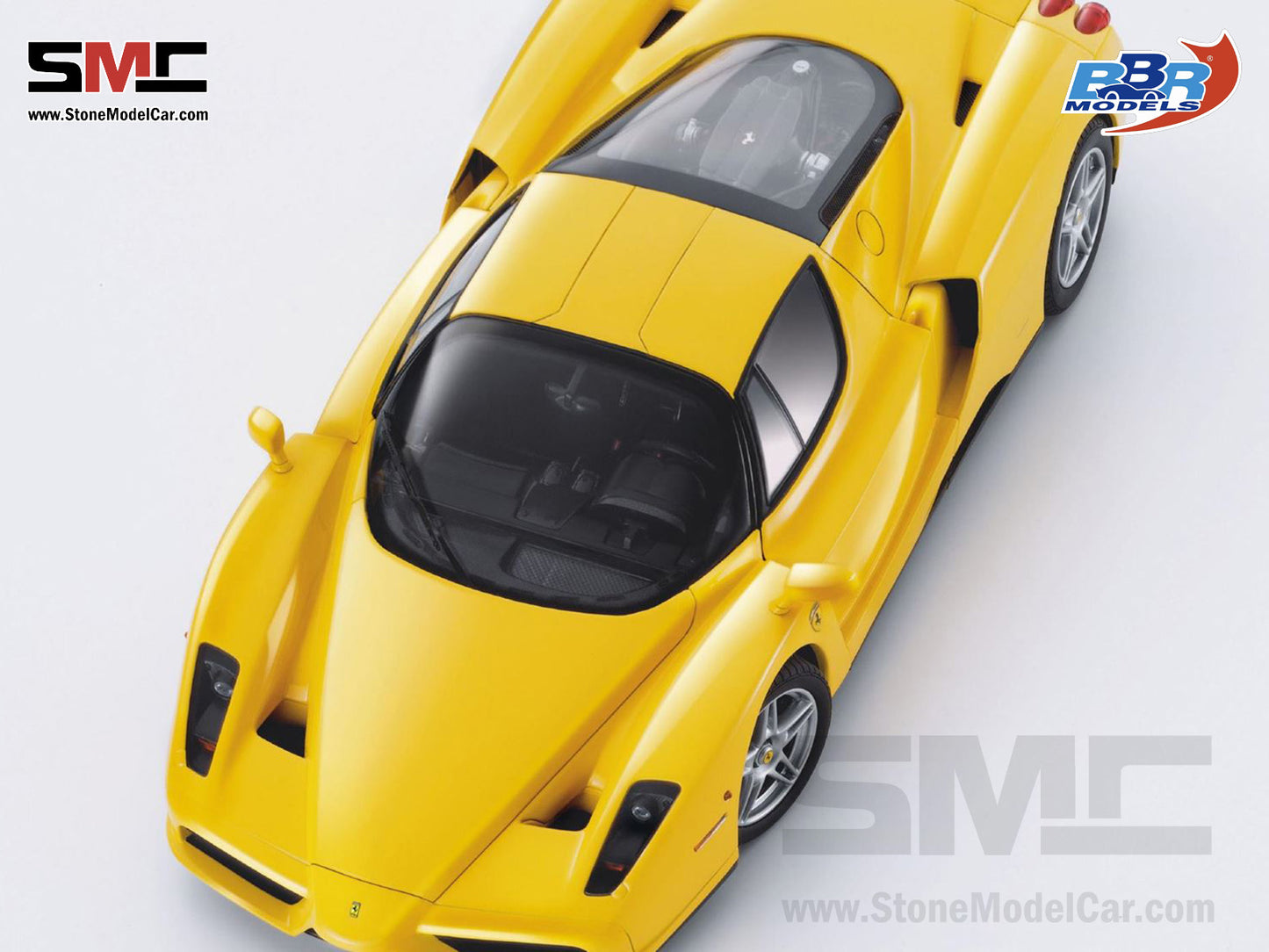 [Pre-Order] BBR High End Ferrari 1:18 Enzo Giallo Modena Yellow Silver Wheels Full Open with Leather Base