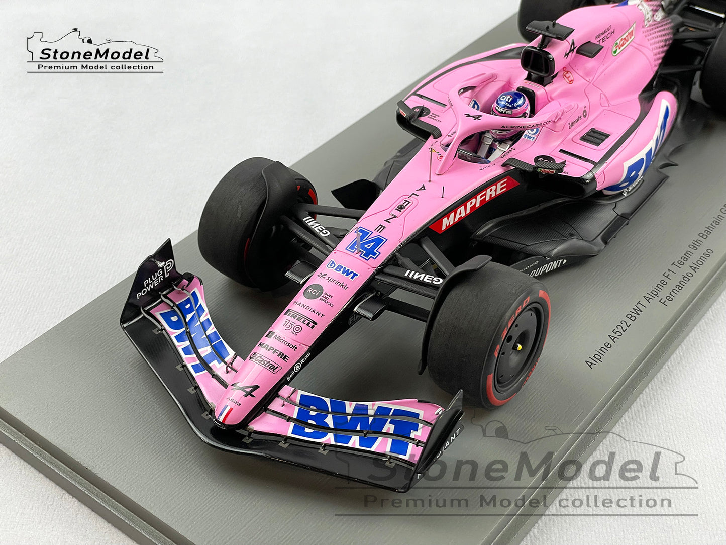 2022 Alpine Renault BWT F1 A522 #14 Fernando Alonso Bahrain GP 1:18 Spark 18S752