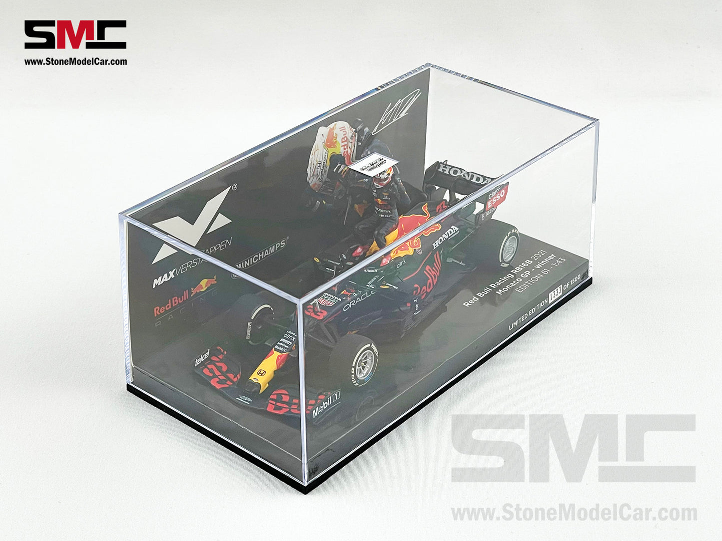 2021 F1 World Champion #33 Max Verstappen Red Bull RB16B Monaco GP 1:43 MINICHAMPS with Figure