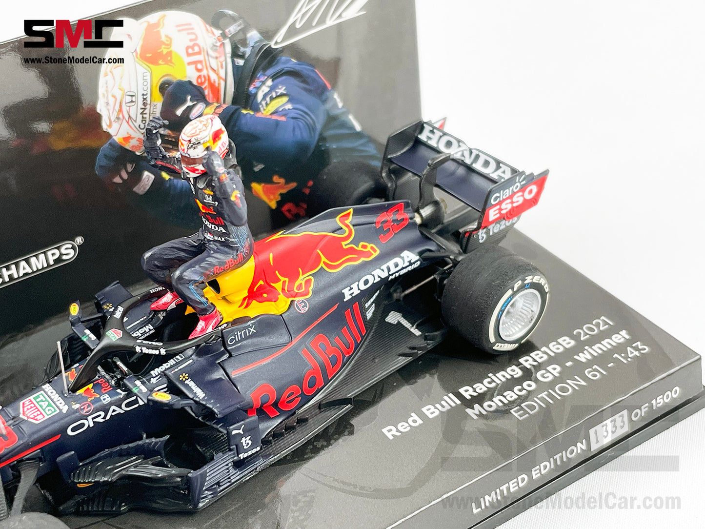 2021 F1 World Champion #33 Max Verstappen Red Bull RB16B Monaco GP 1:43 MINICHAMPS with Figure